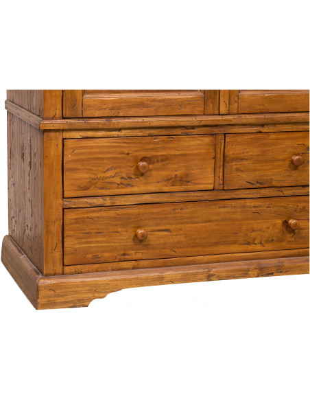 Armadio Country in legno massello di tiglio finitura noce 120x59x197 cm
