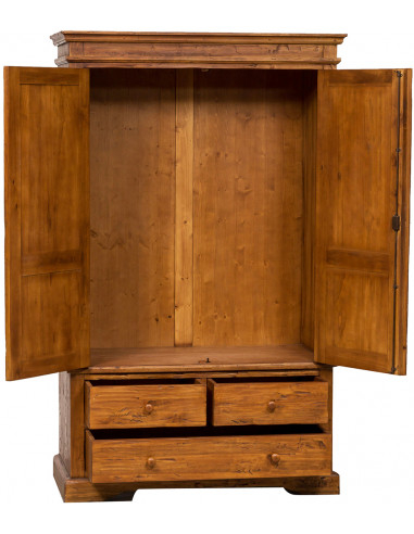 Armadio Country in legno massello di tiglio finitura noce 120x59x197 cm Armadio Country in legno massello di tiglio finitura noce 120x59x197 cm