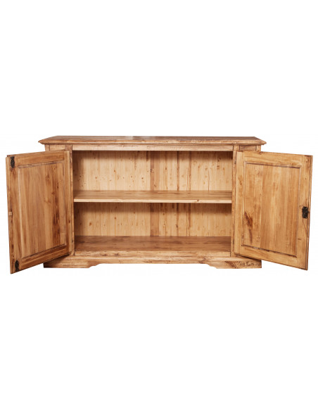 Credenza Country in legno massello di tiglio finitura naturale 180x58x105 cm
