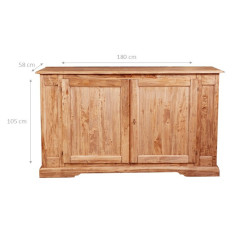 Credenza Country in legno massello di tiglio finitura naturale 180x58x105 cm 2