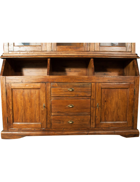 Libreria  Country in legno massello di tiglio finitura noce 172x50x226 cm