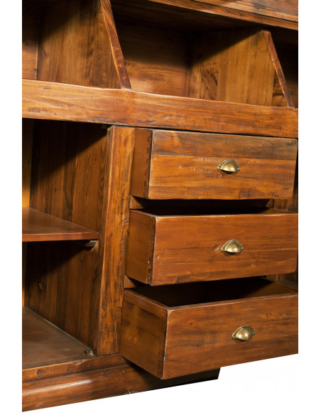 Libreria  Country in legno massello di tiglio finitura noce 172x50x226 cm