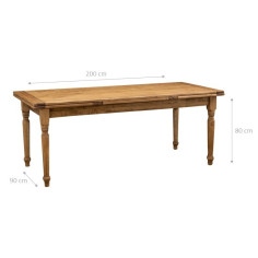 Tavolo Country allungabile in legno massello di tiglio finitura naturale 200x90x80 cm. Made in Italy 2