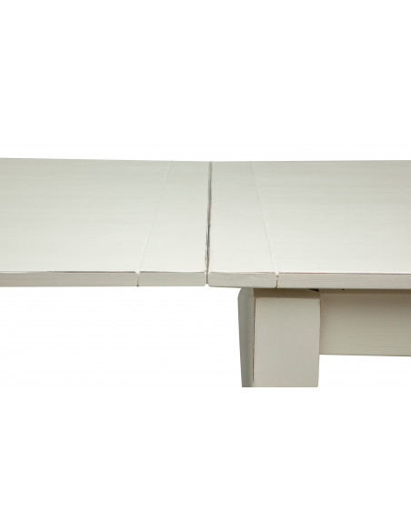 Tavolo Country allungabile in legno massello di tiglio finitura bianca anticata 220x100x80 cm. Made in Italy