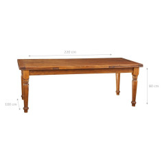 Mesa extensível do país em madeira maciça telha acabamento noz 220x100x80 cm. Feito em Itália 2