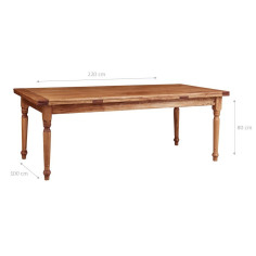 Tavolo Country allungabile in legno massello di tiglio finitura naturale 220x100x80 cm. Made in Italy 2