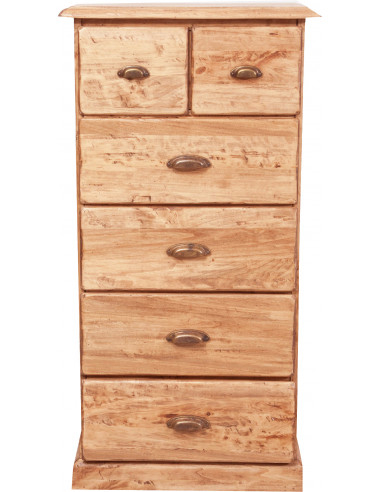 Cassettiera Country in legno massello di tiglio finitura naturale 63x41x120 cm