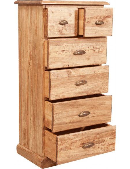 Cassettiera Country in legno massello di tiglio finitura naturale 63x41x120 cm
