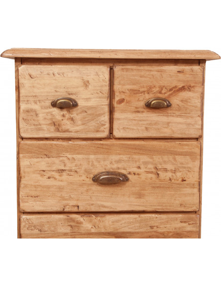 Cassettiera Country in legno massello di tiglio finitura naturale 63x41x120 cm