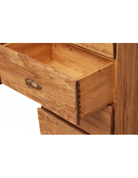 Cassettiera Country in legno massello di tiglio finitura naturale 63x41x120 cm