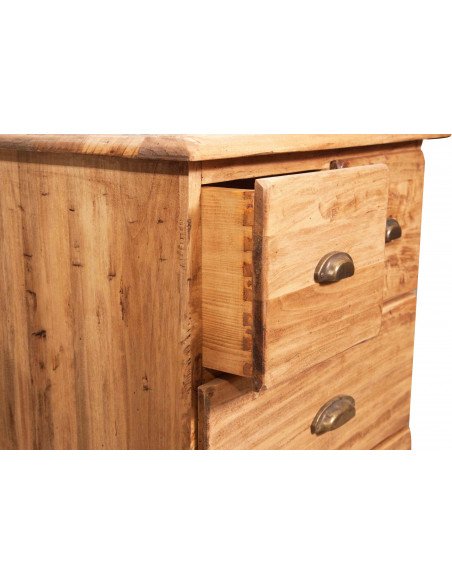 Cassettiera Country in legno massello di tiglio finitura naturale 63x41x100 cm