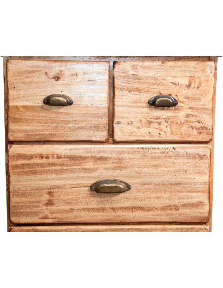 Cassettiera Country in legno massello di tiglio finitura naturale 63x41x100 cm
