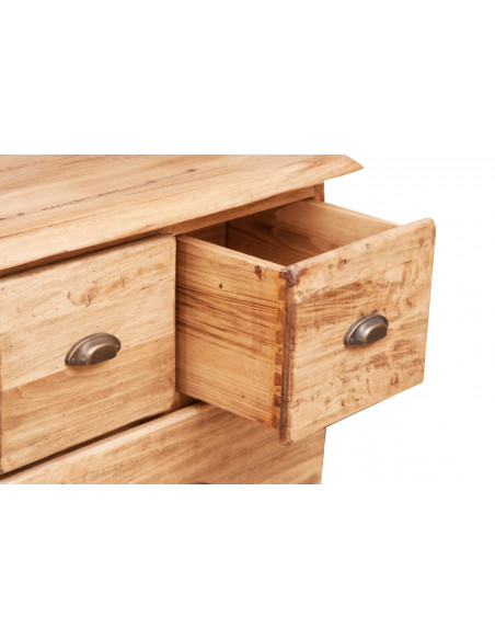 Cassettiera Country in legno massello di tiglio finitura naturale 63x41x100 cm