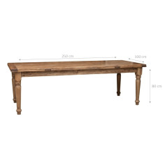 Tavolo Country allungabile in legno massello di tiglio finitura naturale 250x100x80 cm. Made in Italy 2