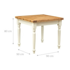 Tabela extensível de país em estrutura de telha de madeira sólida plano natural antigo branco L90xPR90xH80 cm. Feito em Itália 2