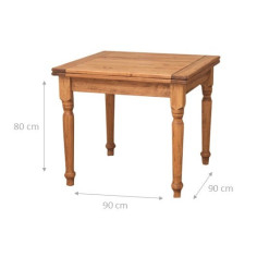 Tavolo Country allungabile in legno massello di tiglio finitura naturale 90x90x80 cm. Made in Italy 2