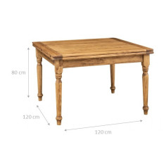 Tavolo allungabile a libro Country in legno massello di tiglio finitura naturale 120x120x80 cm. Made in Italy 2