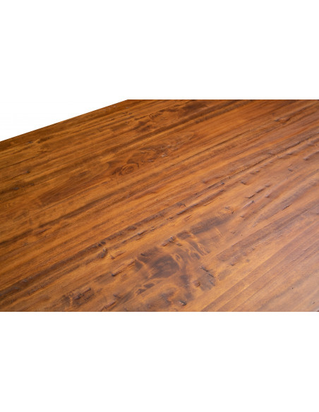 Table à rallonge style champêtre en bois massif structure blanche vieillie sur plan en noyer L120xPR80xH80 cm