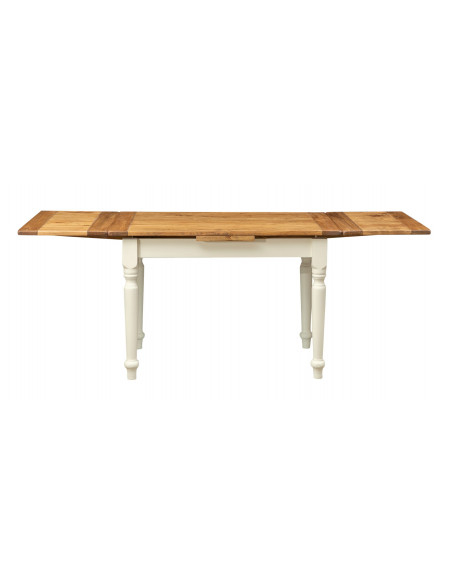 Tavolo Country allungabile in legno massello di tiglio struttura bianca anticata piano naturale L120xPR80xH80 cm. Made in Italy