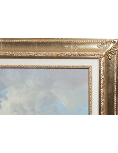 Dipinto a mano olio su tela con cornice in legno finitura foglia oro 140x3x110 cm Dipinto a mano olio su tela con cornice in legno finitura foglia oro 140x3x110 cm