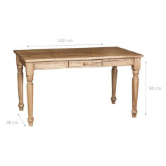 Tavolo fisso Country in legno massello di tiglio finitura naturale 140x80x80 cm. Made in Italy 2