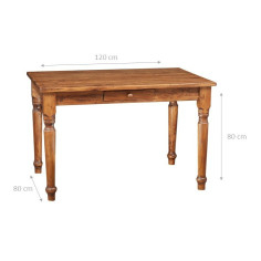 Tavolo scrittoio Country in legno massello di tiglio finitura noce 120x80x80 cm. Made in Italy 2
