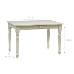 Tavolo scrittoio Country in legno massello di tiglio finitura bianca anticata 120x80x80 cm. Made in Italy 2