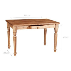 Tavolo scrittoio Country in legno massello di tiglio finitura naturale 120x80x80 cm. Made in Italy 2