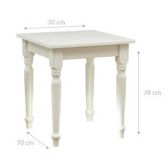 Tavolo Country  in legno massello di tiglio finitura bianca anticata 70x70x78 cm. Made in Italy 2