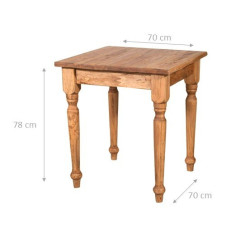 Tavolo Country  in legno massello di tiglio finitura naturale 70x70x78 cm. Made in Italy 2
