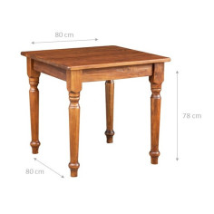 Mesa fixa country em madeira maciça de tília, acabamento em nogueira, 80x80x78 cm. Feito na Itália 2