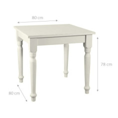 Tavolo fisso Country in legno massello di tiglio finitura bianca anticata 80x80x78 cm 2