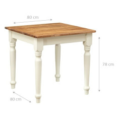 Mesa fixa country em madeira maciça de cal, estrutura branca antiga, tampo natural L80xDP80xA78 cm. Feito na Itália 2