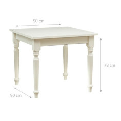 Tavolo Country  in legno massello di tiglio finitura bianca anticata 90x90x78 cm. Made in Italy 2