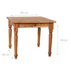 Tavolo Country  in legno massello di tiglio finitura naturale 90x90x78 cm. Made in Italy 2