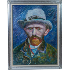 Óleo sobre tela pintado à mão com moldura de madeira, acabamento em folha de prata, 110x3x140 cm