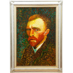 Óleo sobre tela pintado à mão com moldura de madeira, acabamento em folha de prata, 80x3x110 cm