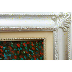 Dipinto a mano olio su tela con cornice in legno finitura foglia argento 80x3x110 cm 2