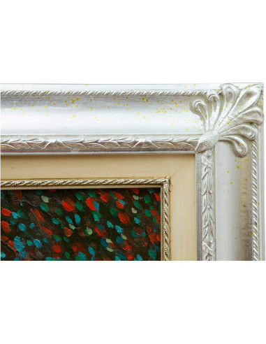 Dipinto a mano olio su tela con cornice in legno finitura foglia argento 80x3x110 cm Dipinto a mano olio su tela con cornice in legno finitura foglia argento 80x3x110 cm