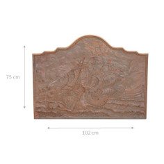 Fireback em ferro fundido W102xDP2xH75 cm ferrugem natural 2