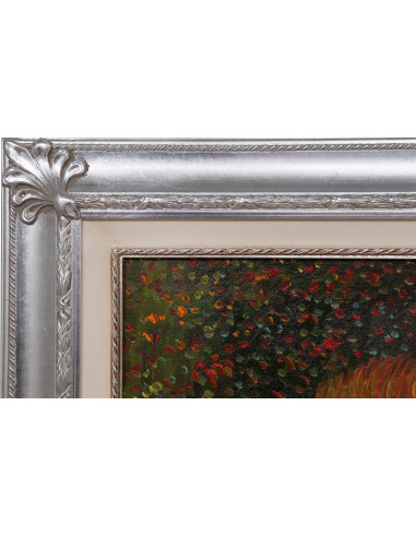 Dipinto a mano olio su tela con cornice in legno finitura foglia argento 70x3x90 cm Dipinto a mano olio su tela con cornice in legno finitura foglia argento 70x3x90 cm