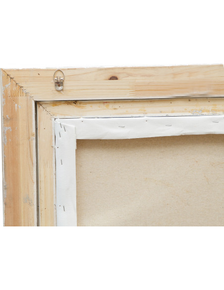 Dipinto a mano olio su tela con cornice in legno finitura foglia argento 50x3x60 cm