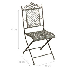 Sedia pieghevole in ferro battuto finitura ruggine anticata 96x49x41 cm 2