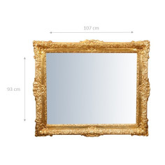 Specchiera da parete verticale/orizzontale in legno finitura foglia oro anticato Made in Italy L93xPR5,5xH107 cm - Biscottini.it 2