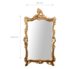 Specchiera da parete in legno finitura foglia oro anticato Made in Italy L68xPR5,5xH122 cm - Biscottini.it 2