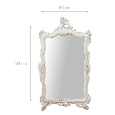 Espelho de parede de madeira com acabamento branco antigo Made in Italy L68xDP5,5xH122 cm - Biscottini.it 2