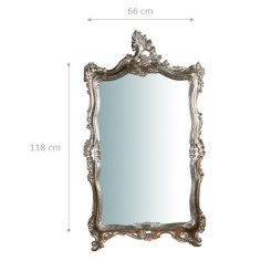 Espelho de parede de madeira com acabamento em folha de prata antiga fabricado na Itália L66XDP5,5XH118 cm 2