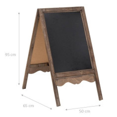 Quadro negro dupla face com moldura de madeira com acabamento antigo 50x6x95 cm 2