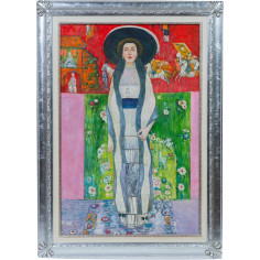 Dipinto a mano olio su tela con cornice in legno finitura foglia argento 80x3x110 cm