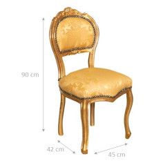 Silla de madera de haya maciza de estilo francés Luis XVI L42XPR45XH90 cm 2